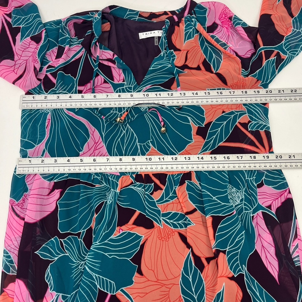Trina Turk Rhapsodic Mini Dress Pink Green Tropical Floral Sz M Resortwear Party - Picture 10 of 15